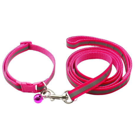Sada obojek s vodítkem pro štěně tm.růžová reflex