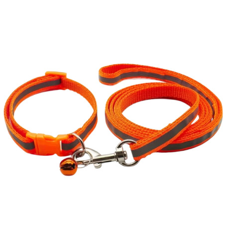 Sada obojek s vodítkem pro štěně oranžová reflex