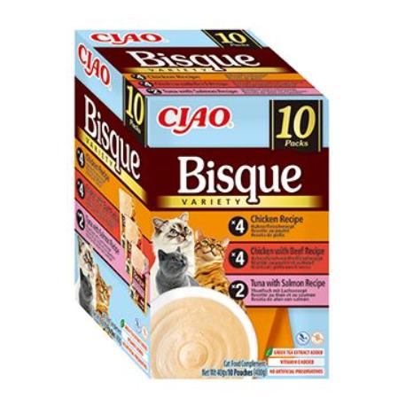 Churu Cat BOX Bisque Chick.&Chick.Beef&Tun.Salm.10x40g