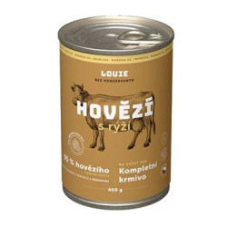 Louie Dog konz. Hovězí s rýží a prebiotiky 400g