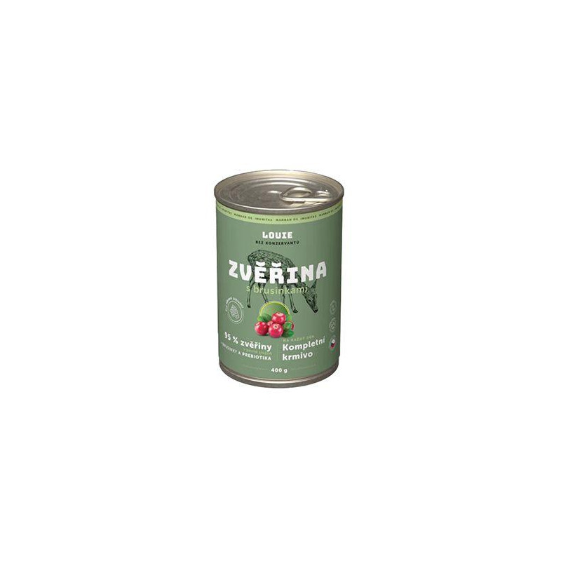 Louie Dog konz. Zvěřina s brusinkami a prebiotiky 400g