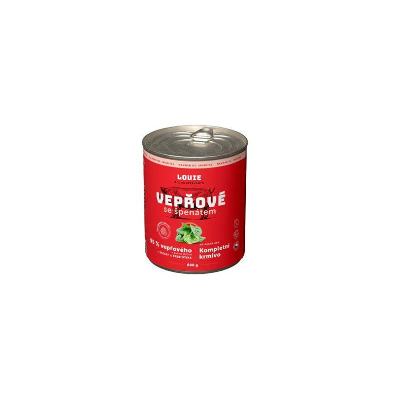 Louie Dog konz. Vepřové se špenátem a prebiotiky 800g