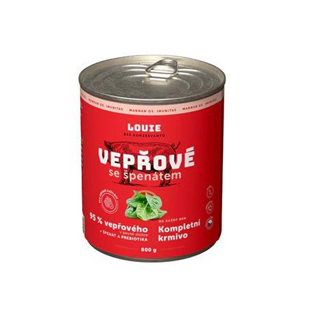 Louie Dog konz. Vepřové se špenátem a prebiotiky 800g