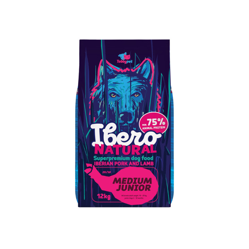 Ibero NATURAL dog Medium Junior Pork&Lamb 12kg