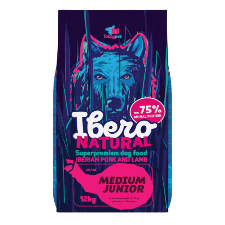 Ibero NATURAL dog Medium Junior Pork&Lamb 12kg