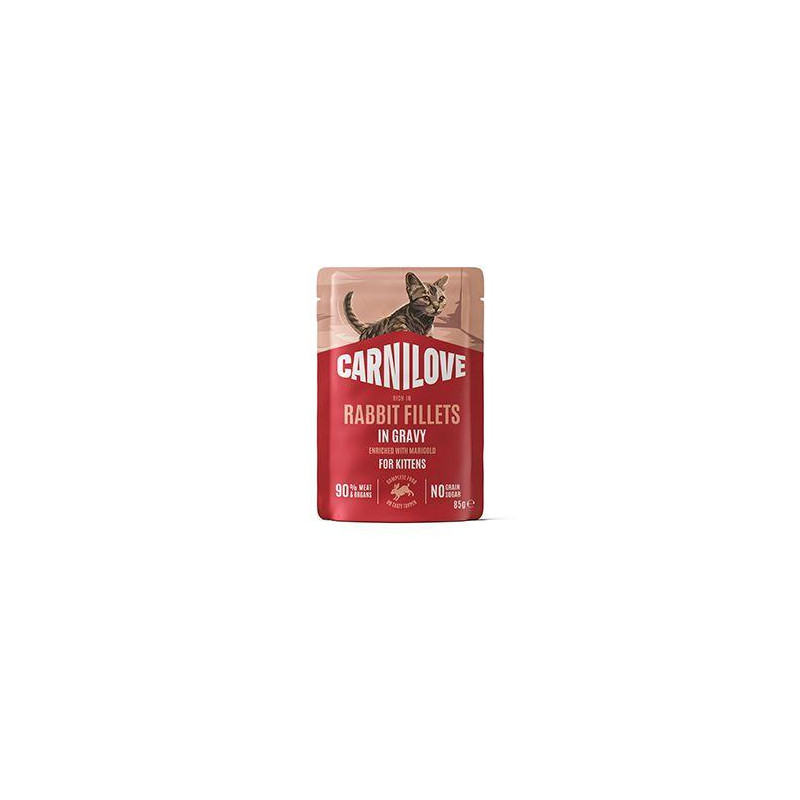 Carnilove Cat Pouch Gravy Rabbit+Marigold Kittens 85g