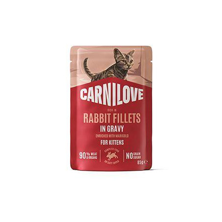 Carnilove Cat Pouch Gravy Rabbit+Marigold Kittens 85g
