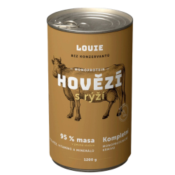 Louie Dog konz. Hovězí s rýží a prebiotiky 1200g