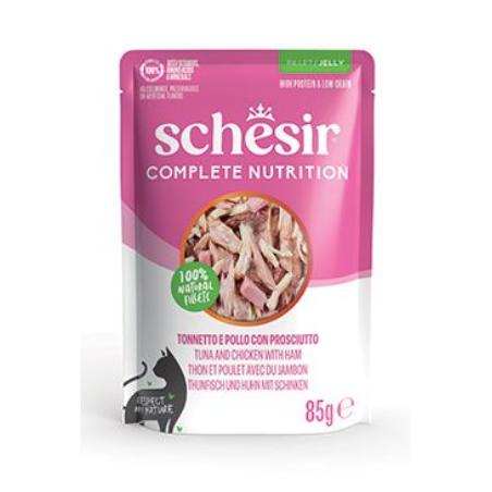 Schesir Cat kaps.Compl.Nutrit.Tuňák+kuře+šunka žel 85g
