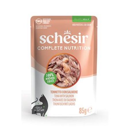 Schesir Cat kapsa Compl.Nutrition Tuňák+losos želé 85g
