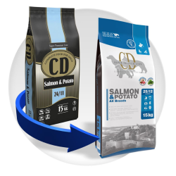 Delikan Dog CD Salmon and potato 15 kg – granule s lososem