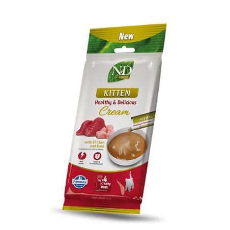 N&D PRIME Cat Cream pamlsek Chicken & Tuna Kitten 60g