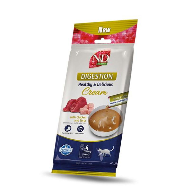 N&D QUINOA Cat Cream pamlsek Digestion Chick&Tuna 60g