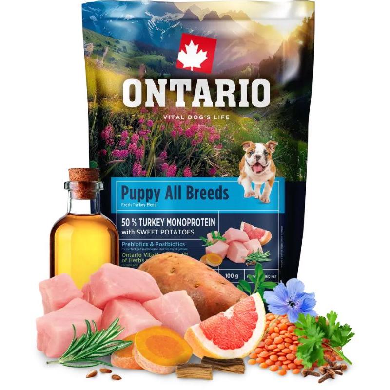 Vzorek ONTARIO Puppy All Breeds Monoprotein Turk. 100g