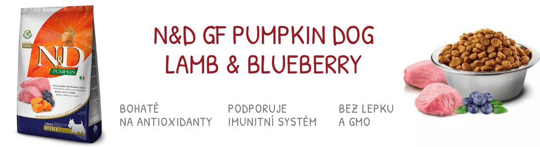 N&D jehněčí granule GF Pumpkin DOG Adult Mini Lamb & Blueberry 7kg