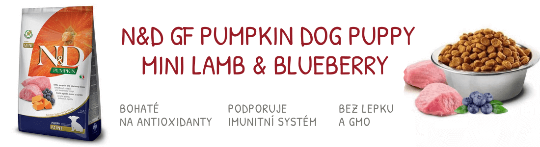 N&D jehněčí granule GF Pumpkin DOG Puppy Mini Lamb & Blueberry 7kg