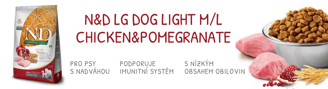 N&D LG DOG Light M/L Chicken&Pomegranate 12kg